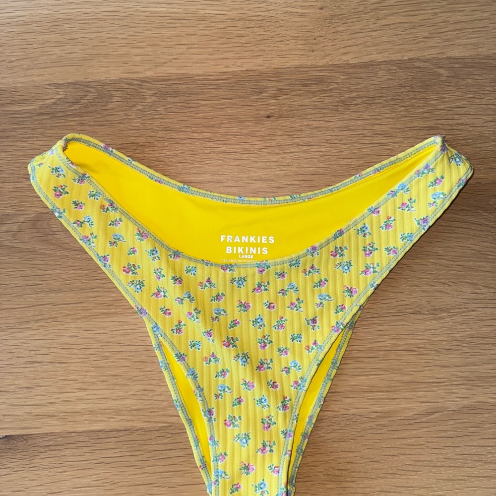 Frankies Bikinis Yellow Floral Dove Bikini Bottom